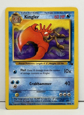 Ink Error Kingler 38/62 Fossil Misprint Pokemon Card Error Printer Hickey