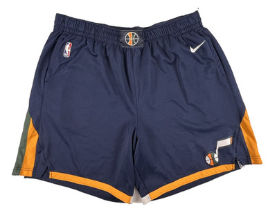 Nike NBA Authentic Utah Jazz Basketball Shorts Sz 50 3XL Blue Away Swingman Logo
