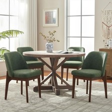 Modern Dining Chairs Set of 4, Faux Leather Kitchen Chairs with Wood Legs