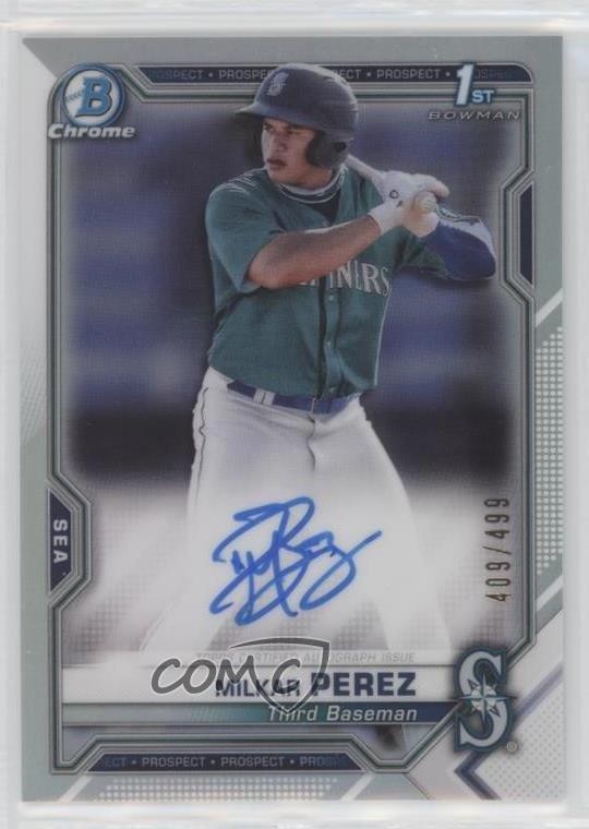 2021 Bowman Chrome Prospect Refractor 409/499 Milkar Perez #CPA-MP Auto 0c6