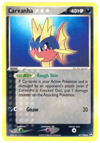 Carvanha - 47/108 - Common LP, English Pokemon EX Power Keepers