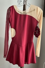 Icings Undecorated Burgundy/Dark Red Dramatic Skating Dress AM NWT