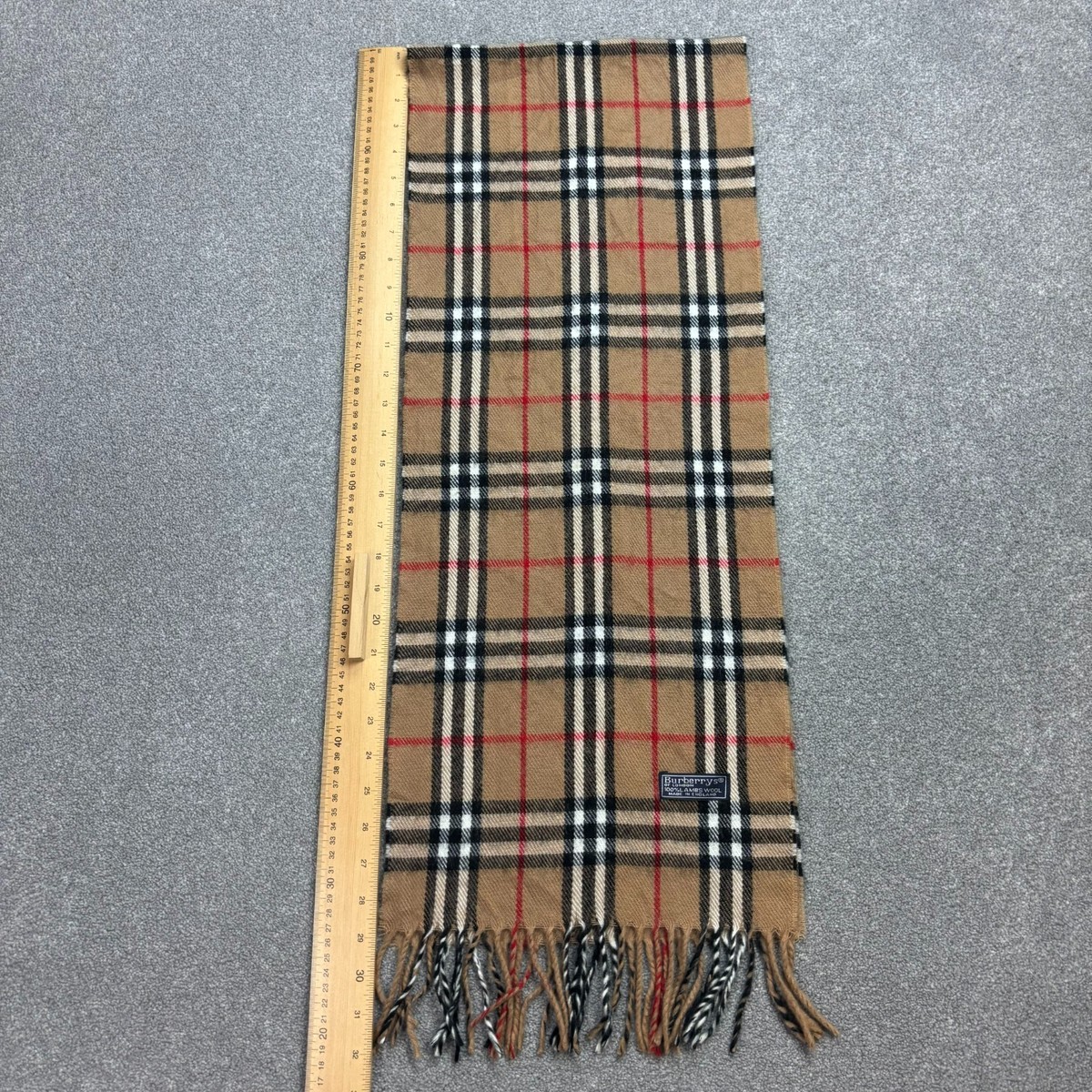 Burberry London Scarf 58x11 Inches Beige 100% Lambswool Nova Check