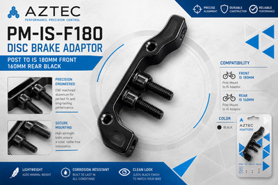 Aztec PM-IS-F180 Scheibenbremsadapter Post auf IS 180mm vorne 160mm hinten schwarz