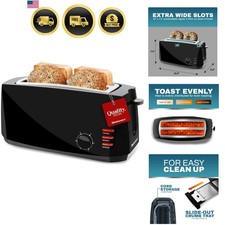 Long Slot 4 Slice Toaster, 6 Toast Settings Toaster Defrost, Reheat, Cancel F...