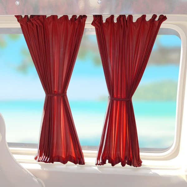 Sonnenschutz Maß Gardinen VorhäNge FüR VW Transporter T5 2003-2015 Mittel Rot 6X-image