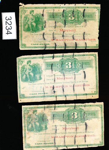 Kentucky Distilled Spirits- NOTE TYPE -  1922 - 3 NOTES - #3234