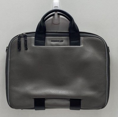 Mandarina Duck Grey Pebbled Leather Briefcase Laptop Bag Portfolio Italian