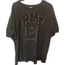 Vintage Bayside Made In USA XXL Army Graphic T Shirt Green Military