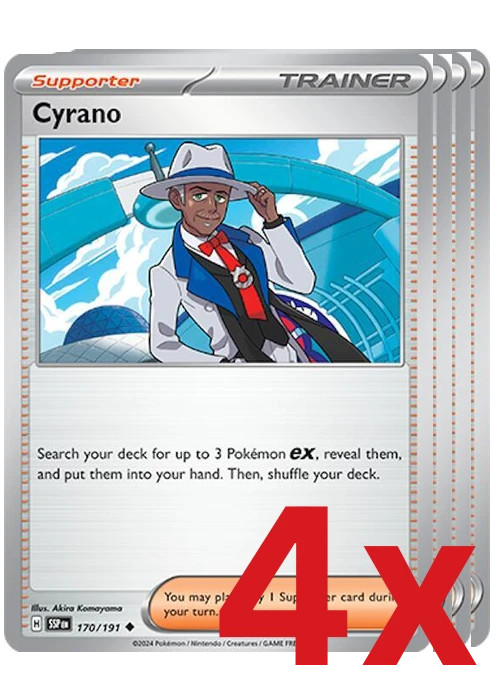 4x Cyrano 170/191 Pokemon TCG Playset SV08: Surging Sparks