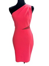 Halston Heritage Coral Pink One Shoulder Bodicon Dress Size XS