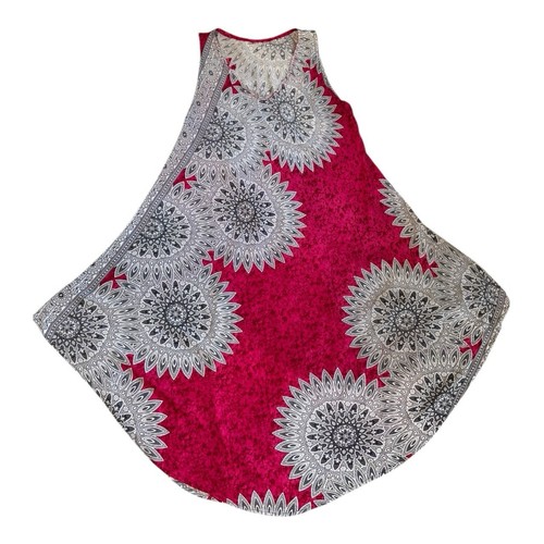 Bohemian Mandala Print ärmelloses Kleid mit Taschentuchsaum - Einheitsgröße - Bild 4 von 8
