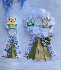 Safari Baby Shower Corsage ,Mommy And Daddy Baby Shower Pins