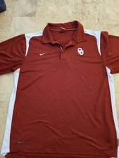OU Nike Red Dri Fit Polo Men's Medium Boomer Sooner NCAA University of Oklahoma