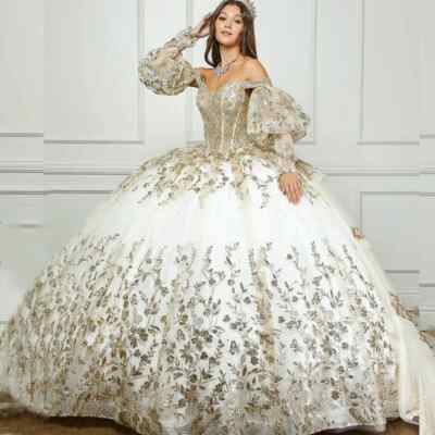 white christmas dresses Ladivine 15712 Long Quinceanera Dress Champagne / Small main image 0
