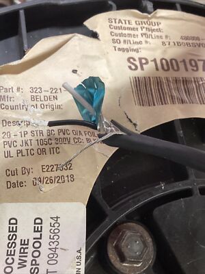 Belden 20/1P Shielded Twisted 1 Pair Audio/Control/Instrumentation Cable 20 AWG
