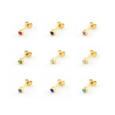 OHRSTECKER CZ KRISTALL EDELSTEIN 18k VERGOLDETE Ohrringe verschiedene Farben (Paar)