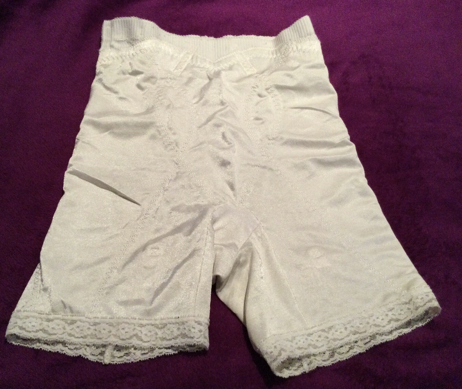 Vintage JC Penney Adonna White Long Leg Panty Girdle Shaper Garter Sz M
