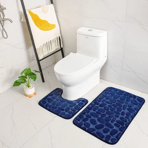 2PCS Bathroom Bath Mat Contour Rug Set Bathroom Rug Non-Slip Bathroom Shower Rug - Bild 4 von 16