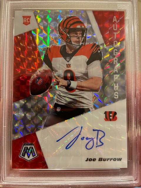 2020 Panini Mosaic Joe Burrow GREEN PRIZM Rookie Card RC 201 PSA 