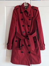 Burberry Women The Sandringham In Red Mid Length Trench Coat Uk 4 Us 2 Rrp£1890