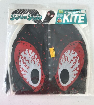 Vintage 80s Kite Sid the Squid 6.5' Streamer Tail Spectra Star Kites 1986