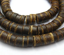 2 Strands of 22" Natural Dark Coconut 8mm Heishi Beads Jewelry Making