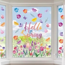 Spring Flower Window Clings Tulip Floral Window Decal Spring Spring Tulip