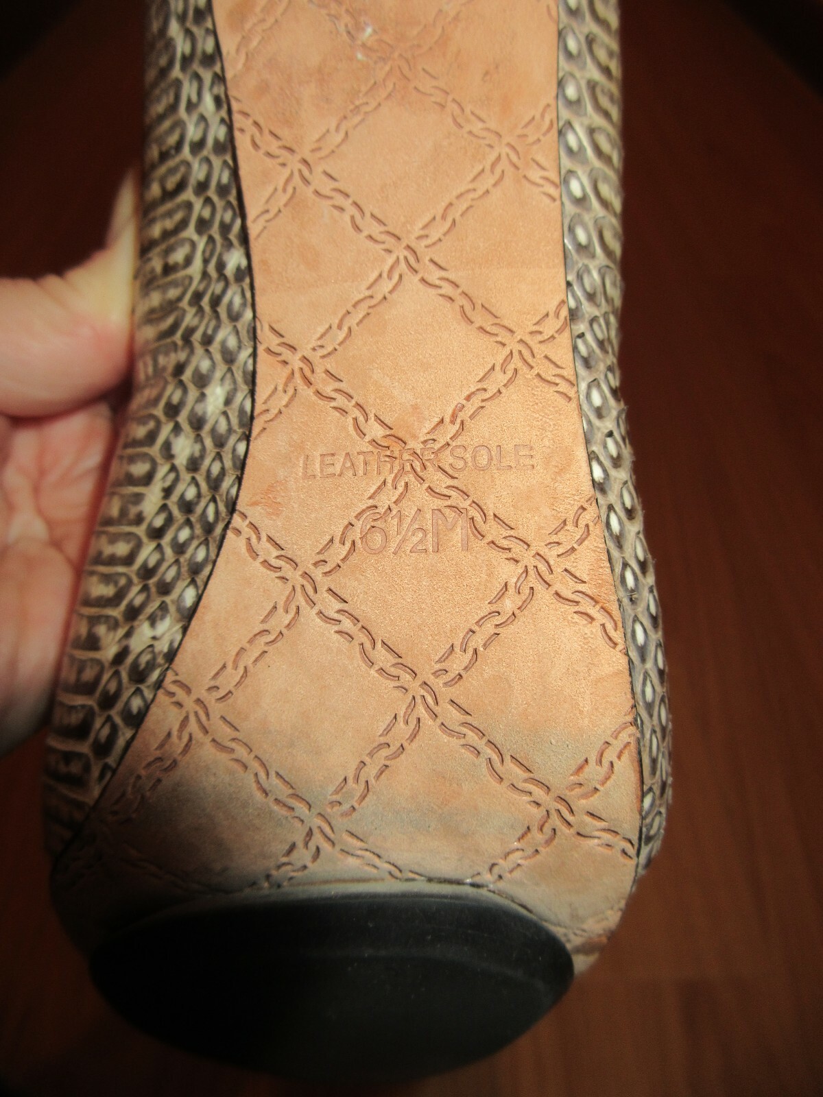 L.A.M.B. Python Snakeskin Leather Brown beige Sti… - image 9