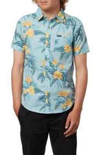 O'NEILL Boy's S/S Button Shirt TROPIC JAM - Ice Water - Large - NWT - LAST ONE