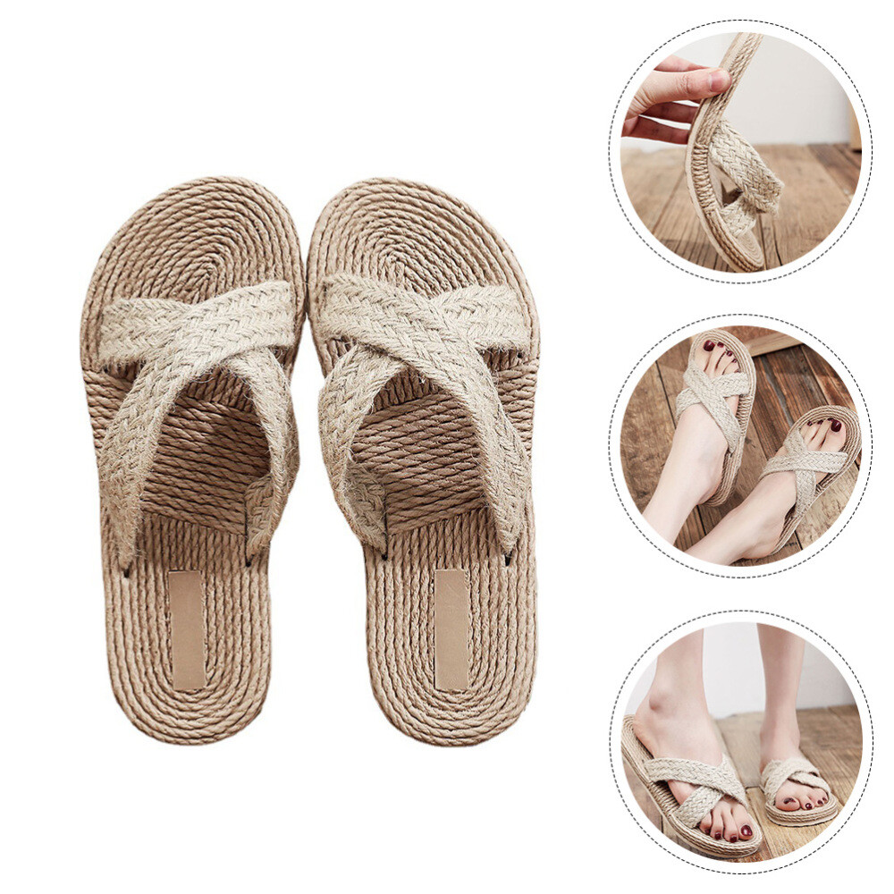 SAOLA Ciabatte donna estive suola piatta sandali ciabatte tessuto paglia