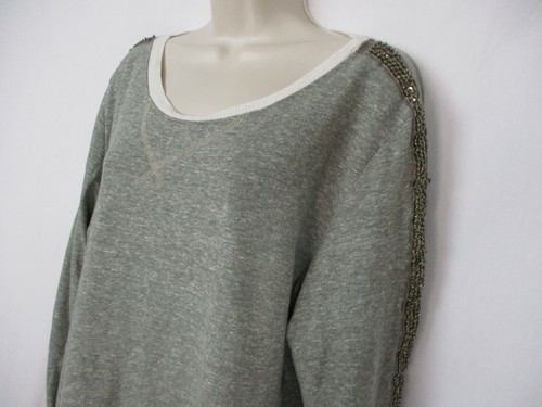 Gibson Top XL Womens Beaded Gray Sweatshirt Embellished Long Sleeve Extra Large - Picture 2 of 12