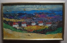 Oil On Wood Abstract Landscape By Painter HERMAN ( ARMAND KRAEMER )