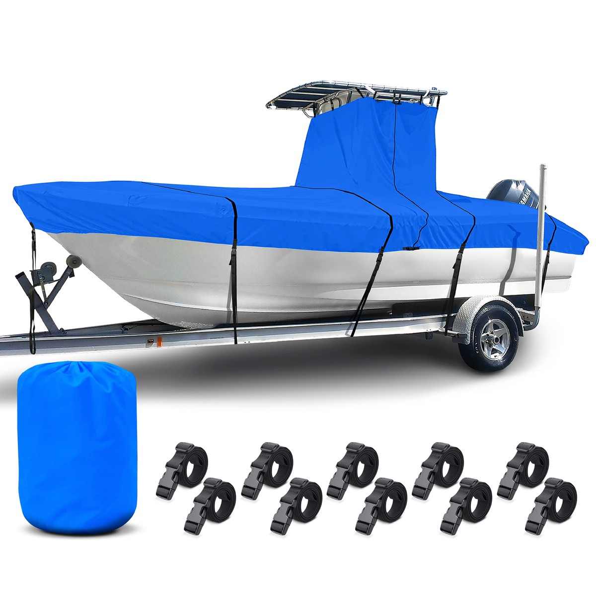 Blue Center Console T-Top Roof Boat Cover 17'-19' Length, Up