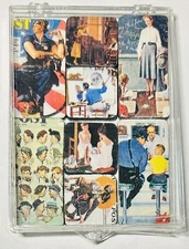 Vintage Norman Rockwell Museum 8 PC Mini Magnets Set Magnetic Mosaic RARE