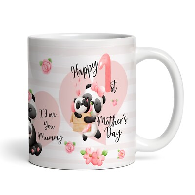 1. Muttertag Geschenk Panda Mama & Baby personalisierte Tasse