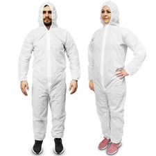 RE-GEN Non Woven Hooded 1 Piece CAT 1 Coverall Zip Front White PPE Full Overalls
