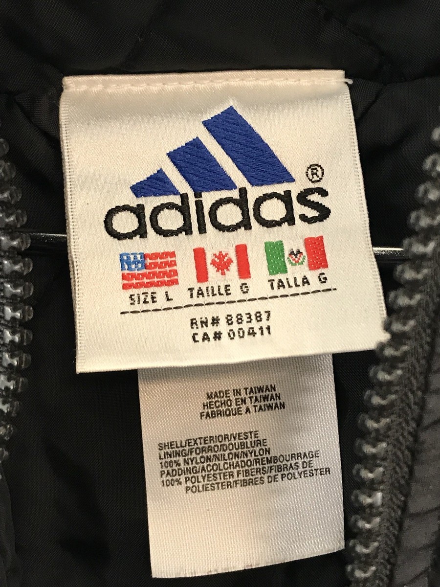 Original Retro 90's Adidas Jacket All Black With 3 Stripes Size
