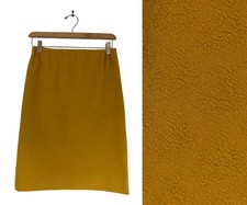 Vintage 1960s Short Skirt Pull On Mustard Gold Fine Knit Hand Tailored Small