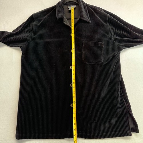 Carole Little Womens Corduroy Button Up Shirt Jacket Shacket Size 1X Black VTG - 第 9/11 張圖片