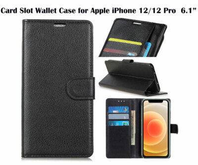 Flip PU Leather Card Slot Wallet Case Cover for Apple iPhone 12 /12 Pro 6.1-inch