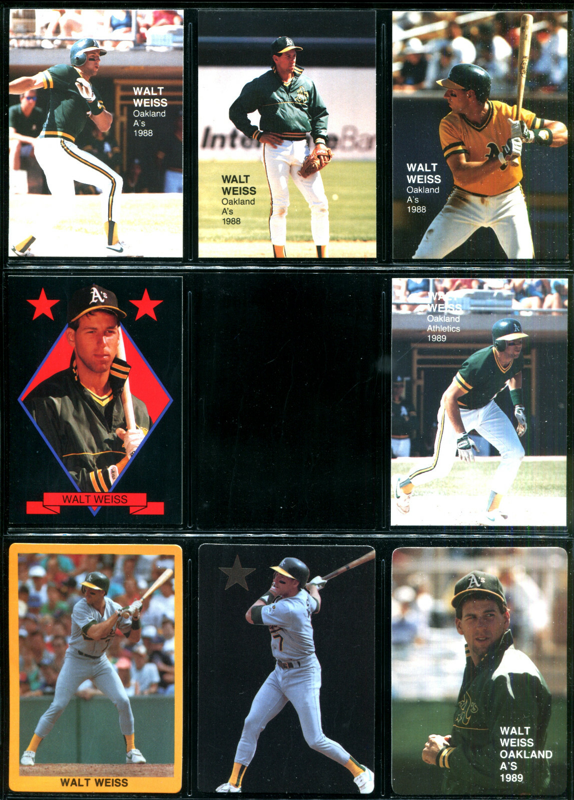 WALT WEISS OAKLAND ATHLETICS A'S 65 Baseball Cards 8 Different Broder