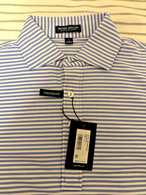 Peter Millar Crown Crafted Blue Striped Golf Polo Small