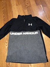 Under Armour Youth sHeat Gear 1/4 Zip Pull Over Top Black/gray Athletic Loose