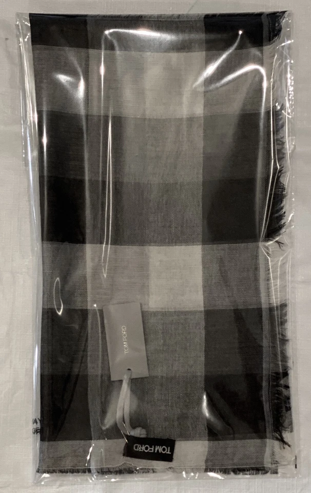 $695 NUEVO TOM FORD BUFANDA CACHEMIR ALGODÓN SEDA HOMBRE CHAL GASA 30 X 14 Foto 4 de 4