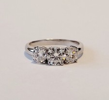 1.80 Carat 3 Stone Ring in Solid 14k White Gold (Charles & Colvard) 
