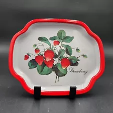 Vintage Strawberry Tin Tray Made in Japan 