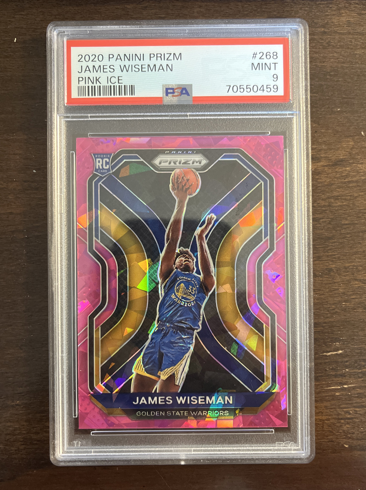2020-21 Panini Prizm James Wiseman Pink Ice Prizm Rookie RC #268 PSA 9 Warriors