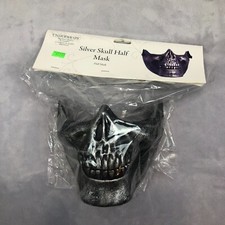 Silver Colored Lower Face Skull Venetian Half Mask Costume Death Scary