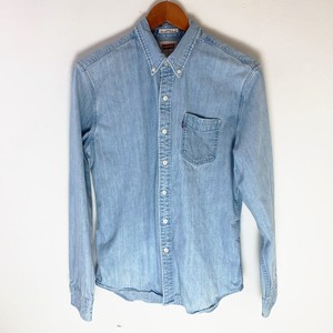 camisa azul manga larga hombre